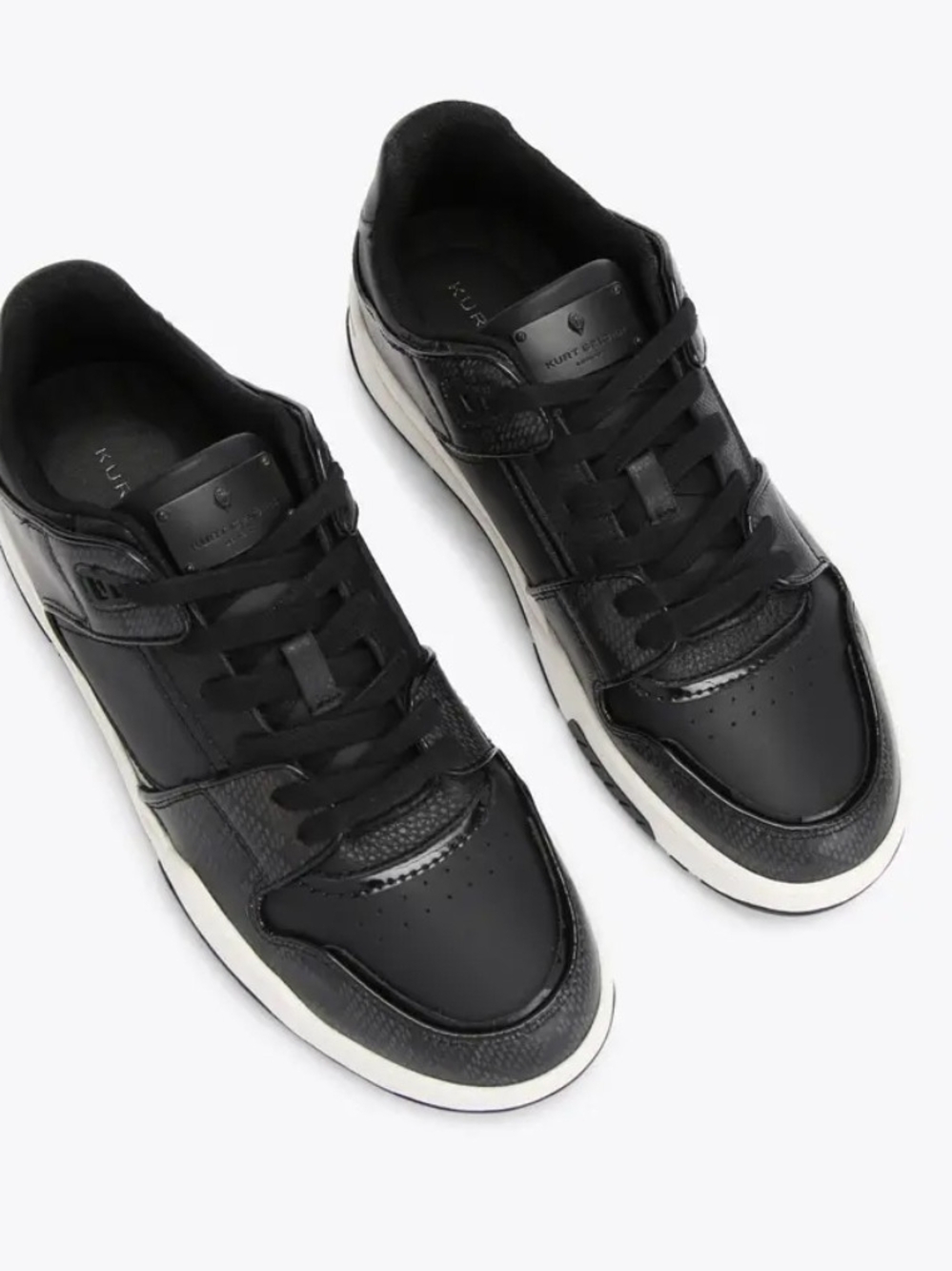 Kurt Geiger Men’s Black Leather Low-Top Trainers with White Sole